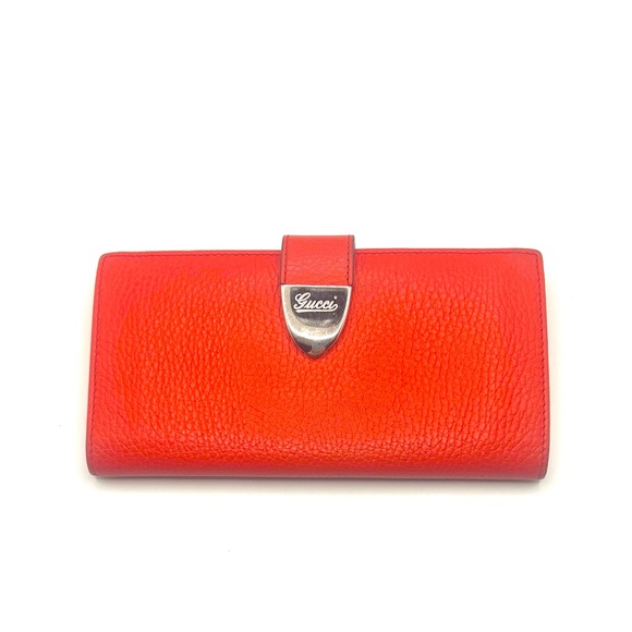 Authentic GUCCI Red Leather Long Wallet - Picture 1 of 10